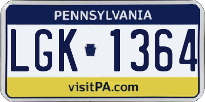 PA license plate LGK1364