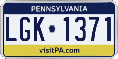 PA license plate LGK1371