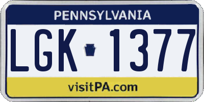 PA license plate LGK1377