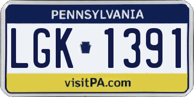 PA license plate LGK1391