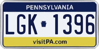 PA license plate LGK1396