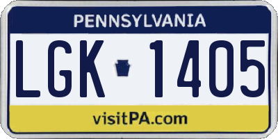PA license plate LGK1405