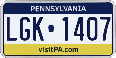 PA license plate LGK1407