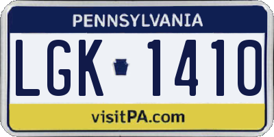 PA license plate LGK1410