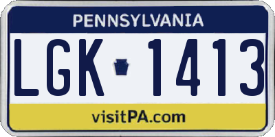 PA license plate LGK1413