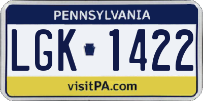 PA license plate LGK1422