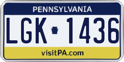 PA license plate LGK1436