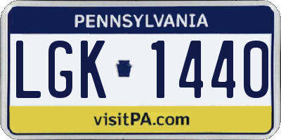 PA license plate LGK1440