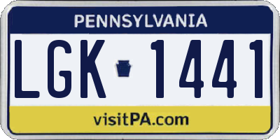 PA license plate LGK1441