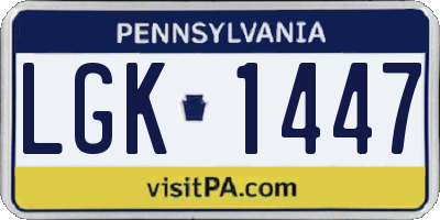 PA license plate LGK1447