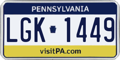 PA license plate LGK1449
