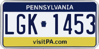 PA license plate LGK1453