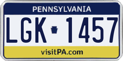 PA license plate LGK1457