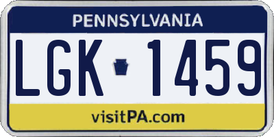 PA license plate LGK1459
