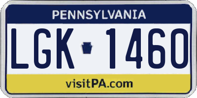 PA license plate LGK1460