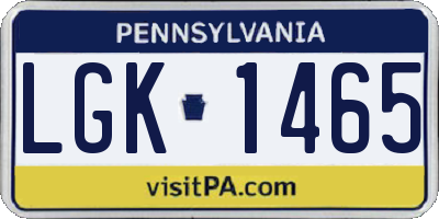 PA license plate LGK1465