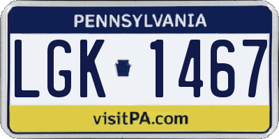PA license plate LGK1467