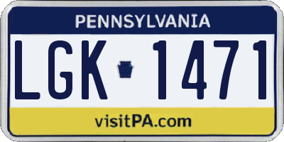 PA license plate LGK1471