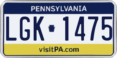 PA license plate LGK1475