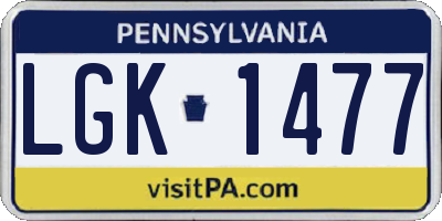 PA license plate LGK1477