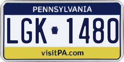 PA license plate LGK1480