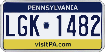 PA license plate LGK1482