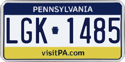 PA license plate LGK1485