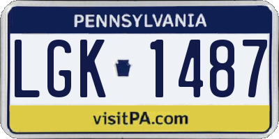 PA license plate LGK1487