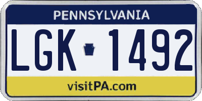 PA license plate LGK1492