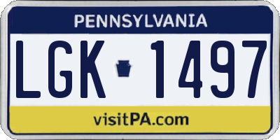 PA license plate LGK1497