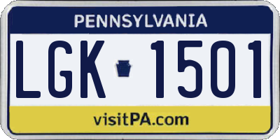 PA license plate LGK1501