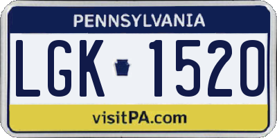 PA license plate LGK1520