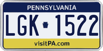 PA license plate LGK1522