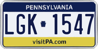 PA license plate LGK1547