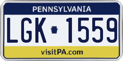 PA license plate LGK1559