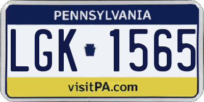 PA license plate LGK1565