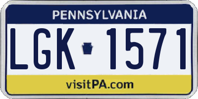 PA license plate LGK1571