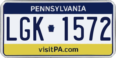 PA license plate LGK1572