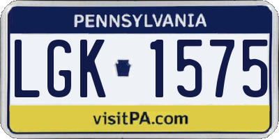 PA license plate LGK1575