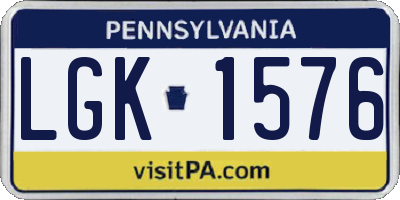 PA license plate LGK1576