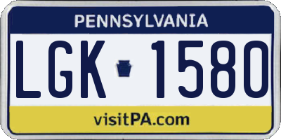 PA license plate LGK1580