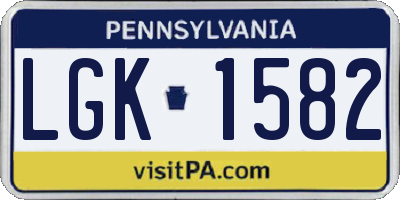PA license plate LGK1582