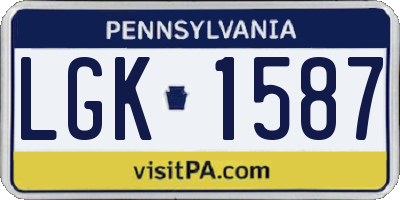 PA license plate LGK1587