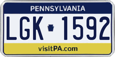 PA license plate LGK1592