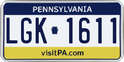 PA license plate LGK1611