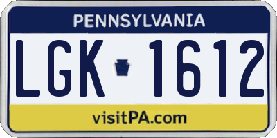 PA license plate LGK1612