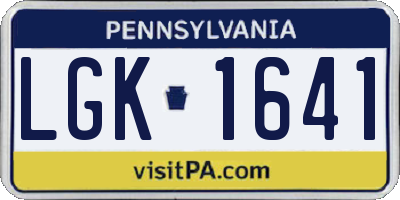 PA license plate LGK1641