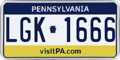 PA license plate LGK1666