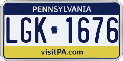 PA license plate LGK1676