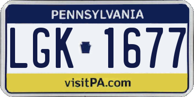 PA license plate LGK1677